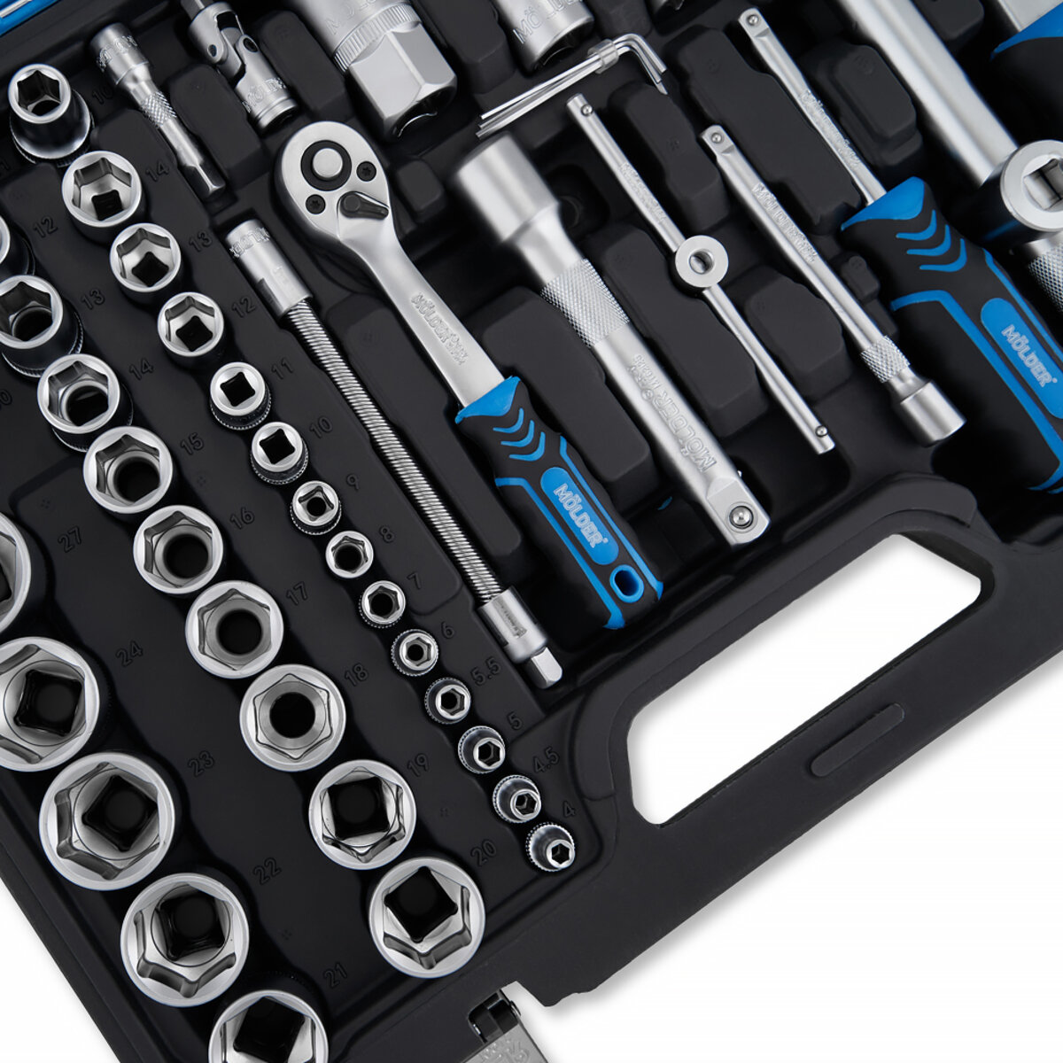 Професійний набір інструментів в кейсі MÖLDER 1/2, 1/4 72 T, CR-V, 94од. (MT60094) дивитися фото №6