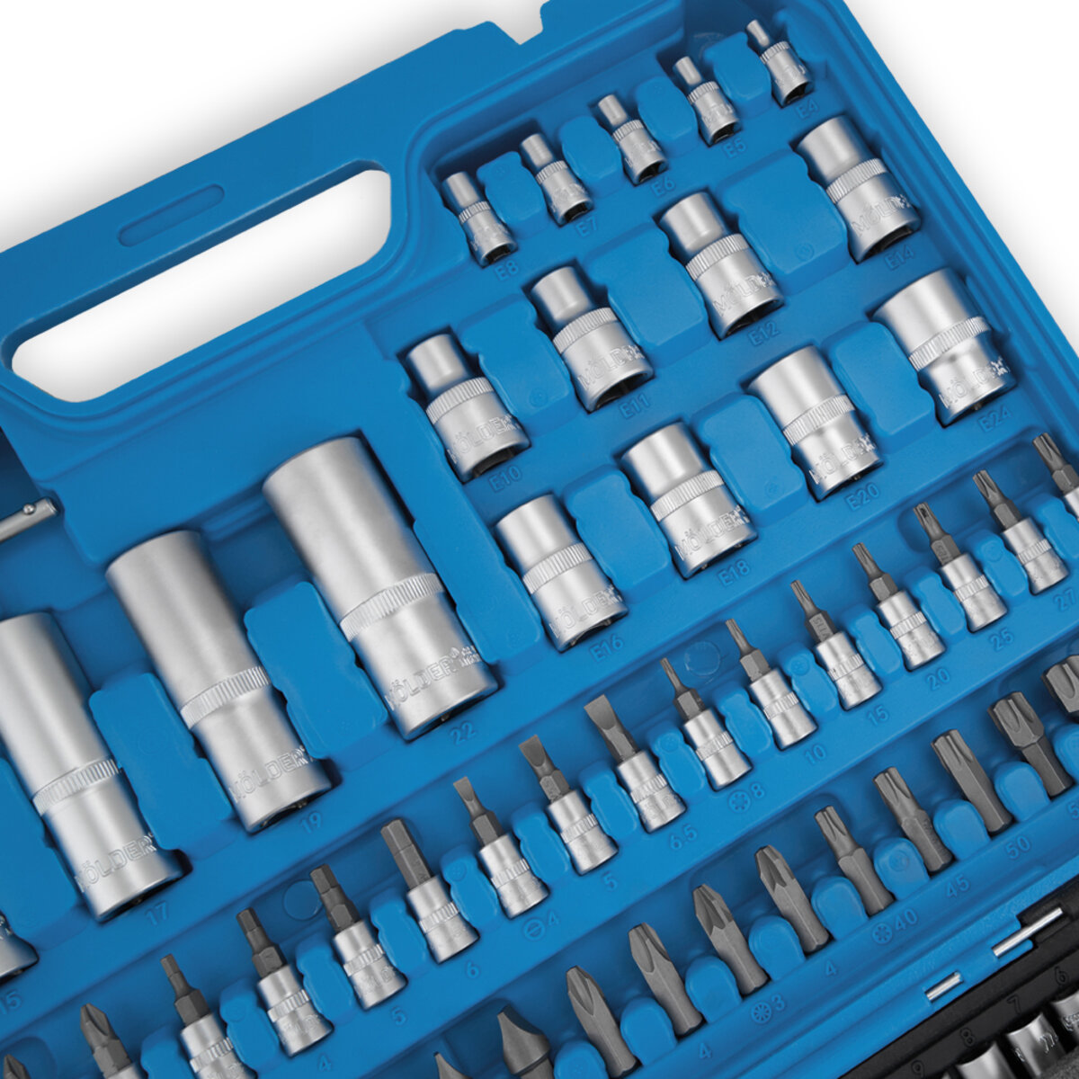 Професійний набір інструментів в кейсі MÖLDER 1/2, 1/4 72 T, CR-V, 108од. (MT60108) дивитися фото №7