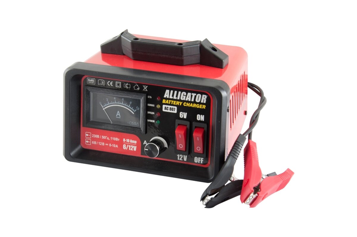 Зарядний пристрій АКБ Alligator 6/12V, 10А (AC807) дивитися фото №2