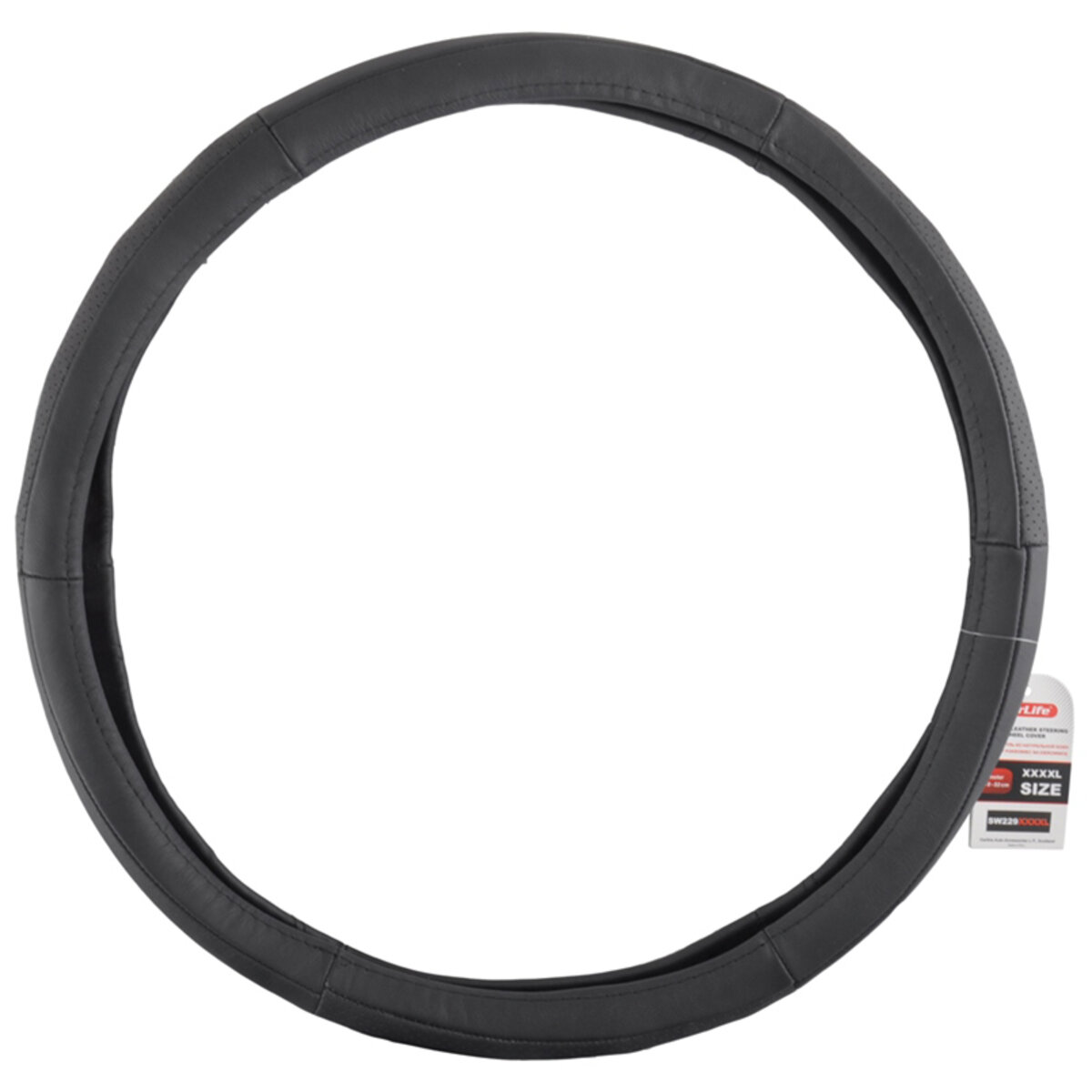 Чохол на кермо CarLife 50-52см шкіряний, чорний (SW229XXXXL) дивитися фото №1