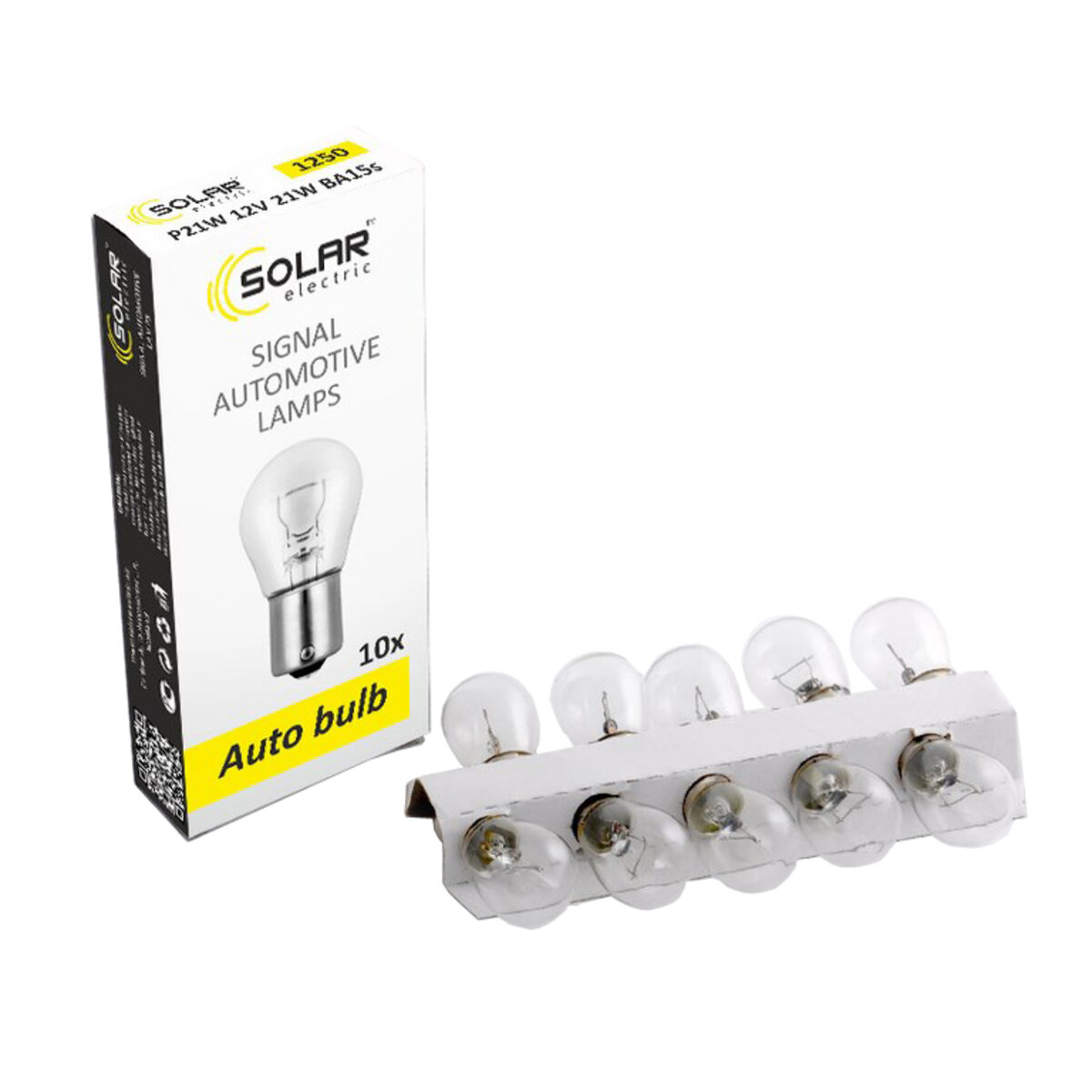 Лампа розжарювання Solar P21W 12V 21W BA15s, 10шт (1250) дивитися фото №1