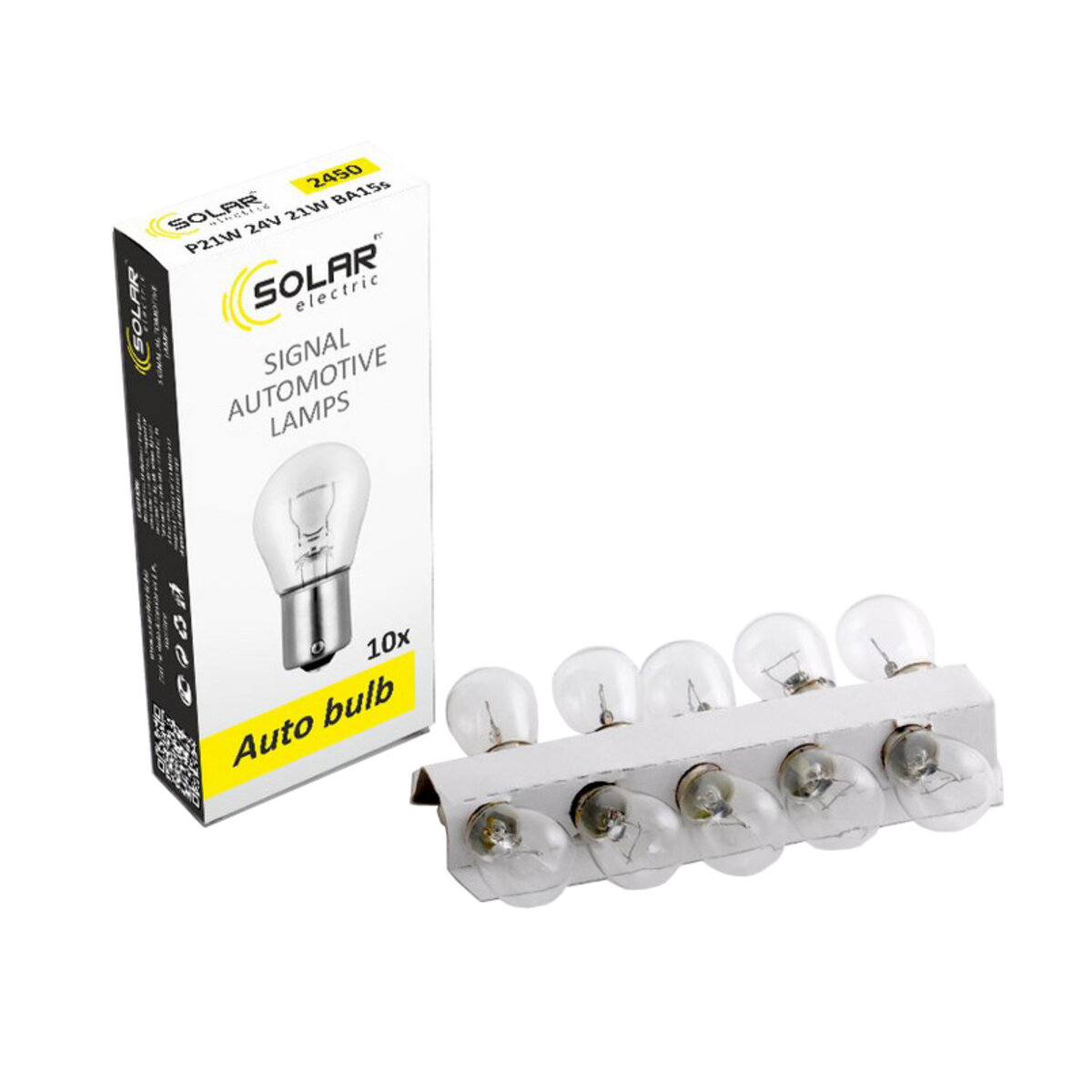 Лампа розжарювання Solar P21W 24V 21W BA15s, 10шт (2450) дивитися фото №1