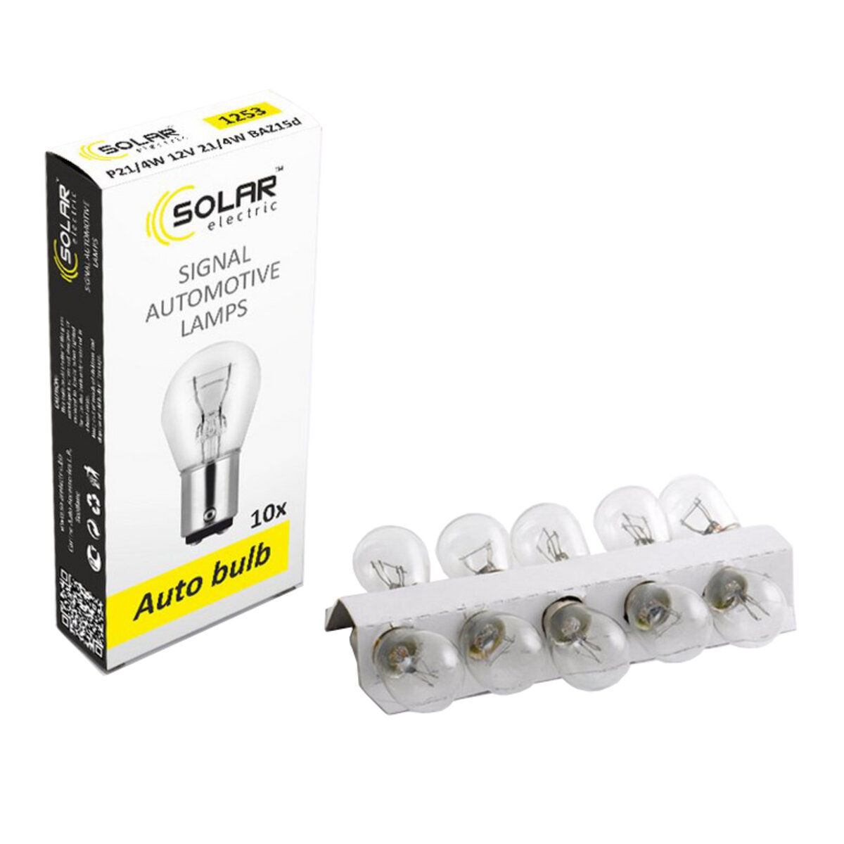 Лампа розжарювання Solar P21/4W 12V 21/4W BAZ15d, 10шт (1253) дивитися фото №1