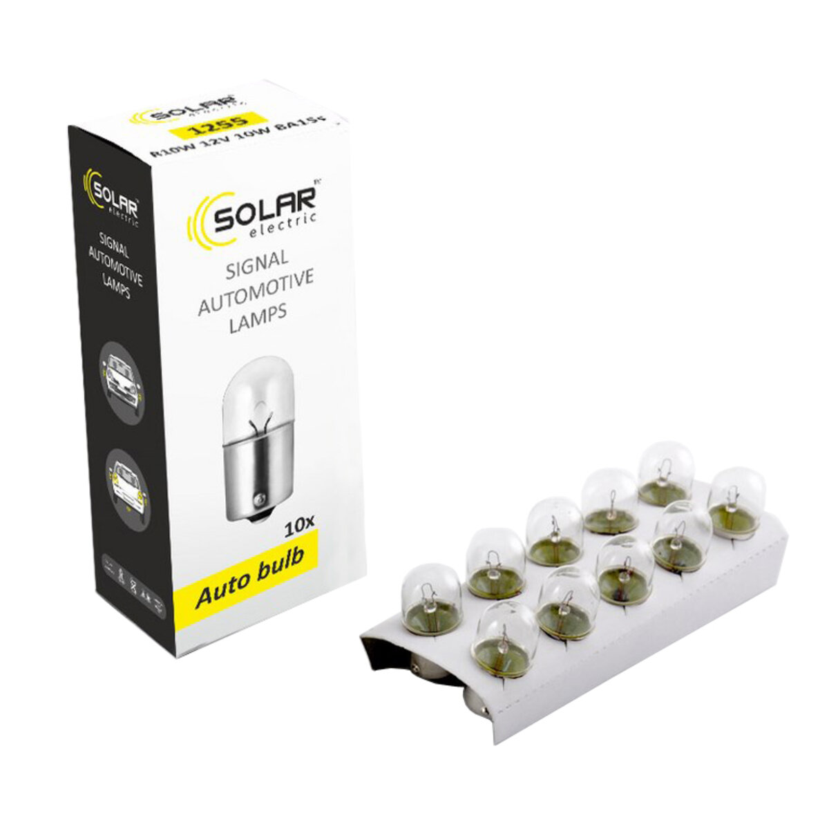 Лампа розжарювання Solar R10W 12V 10W BA15s, 10шт (1255) дивитися фото №1