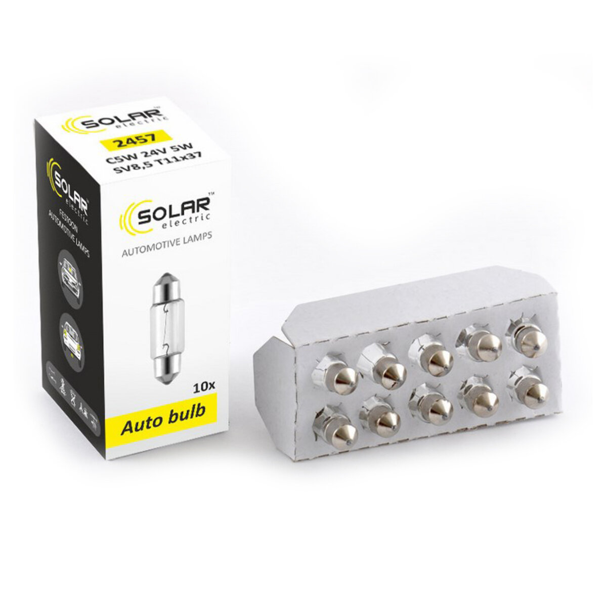 Лампа розжарювання Solar C5W 24V 5W SV8.5 T11x37, 10шт (2457) дивитися фото №1