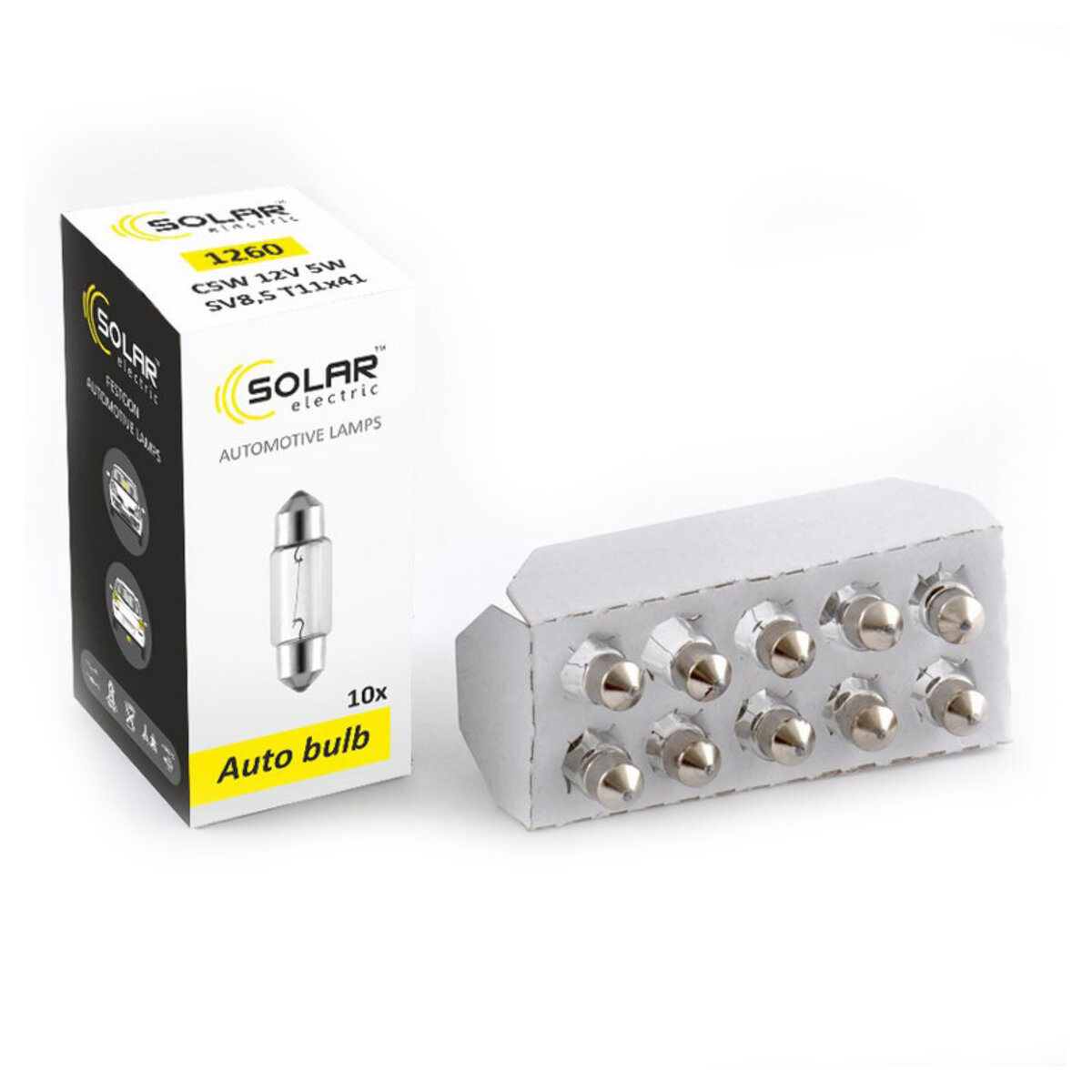 Лампа розжарювання Solar C5W 24V 5W SV8.5 T11x41, 10шт (2460) дивитися фото №1