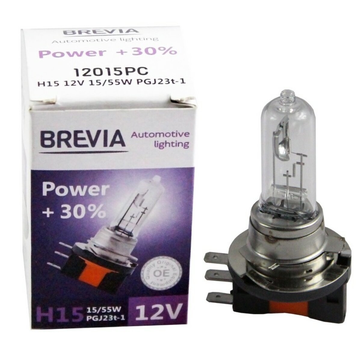 Галогенова лампа Brevia H15 12V 15/55W PGJ23t-1 Power +30% CP (12015PC) дивитися фото №1