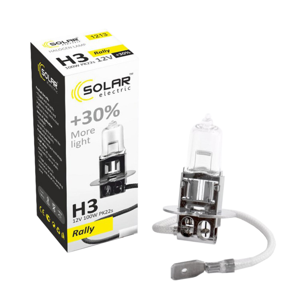 Галогенова лампа Solar H3 12V 100W PK22s Starlight +30% (1213) дивитися фото №1