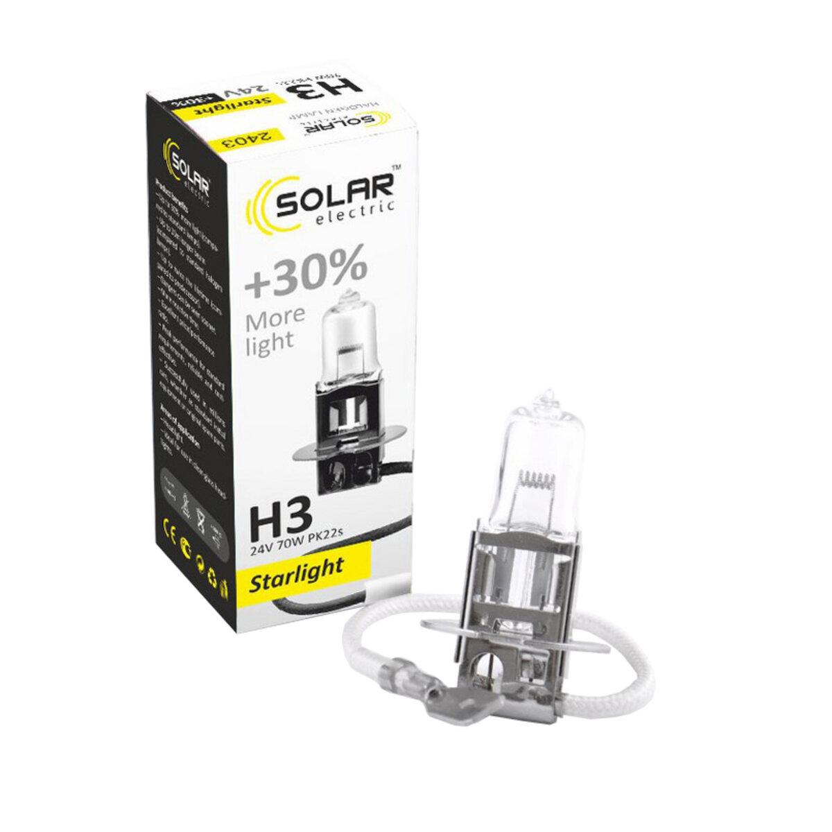 Галогенова лампа Solar H3 24V 70W PK22s Starlight +30% (2403) дивитися фото №1