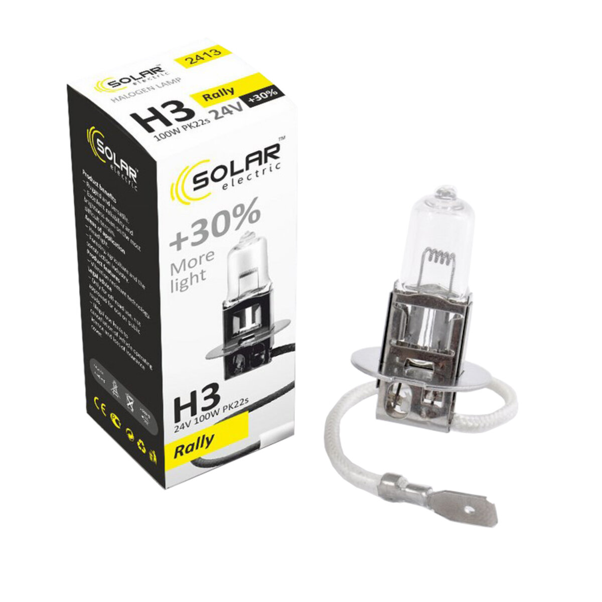 Галогенова лампа Solar H3 24V 100W PK22s Starlight +30% (2413) дивитися фото №1