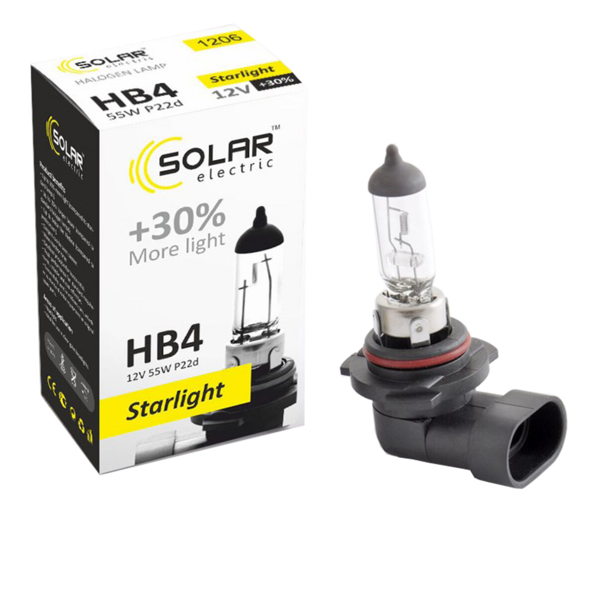 Галогенова лампа Solar HB4 12V 55W P22d Starlight +30% (1206) дивитися фото №1