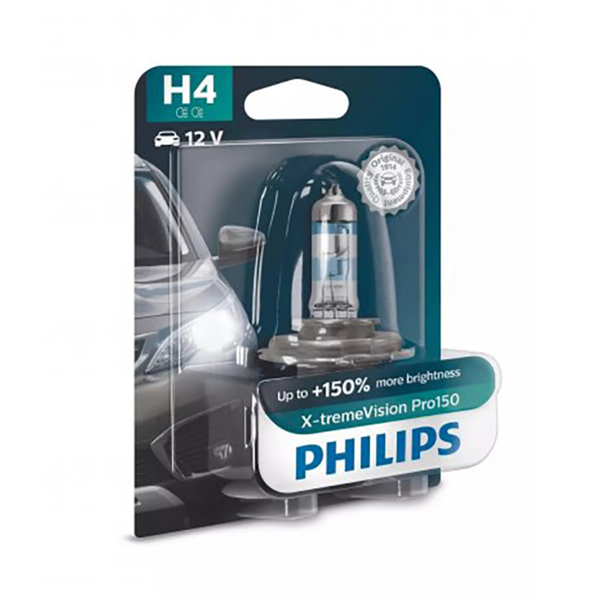 Галогенова лампа Philips H4 X-tremeVision Pro150 60/55W 12V P43t-38 (12342XVPB1) дивитися фото №1