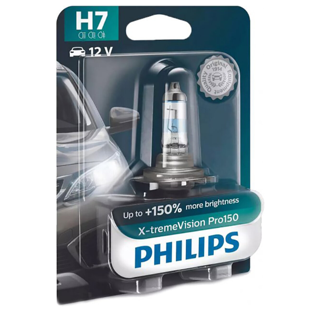 Галогенова лампа Philips H7 X-tremeVision Pro150 12V 55W PX26D (12972XVPB1) дивитися фото №1