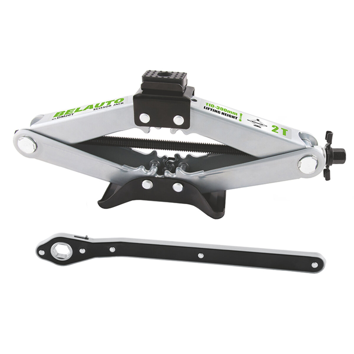 Домкрат ромбовой Белавто 2т с трещоткой, резиновая подушка,выс. подъема 120-413мм (DM20T) смотреть фото №1