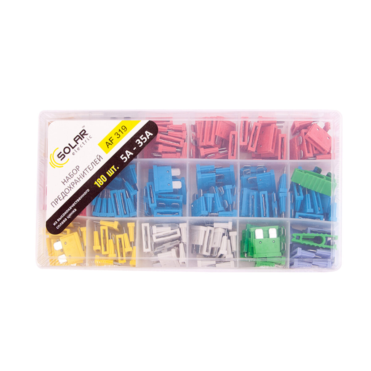 Набір запобіжників Solar стандарт мікс, цинковий сплав, 180шт (AF319) дивитися фото №1
