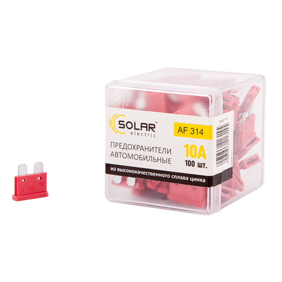Набір запобіжників Solar стандарт, цинковий сплав 10А, 100шт (AF314) дивитися фото №1