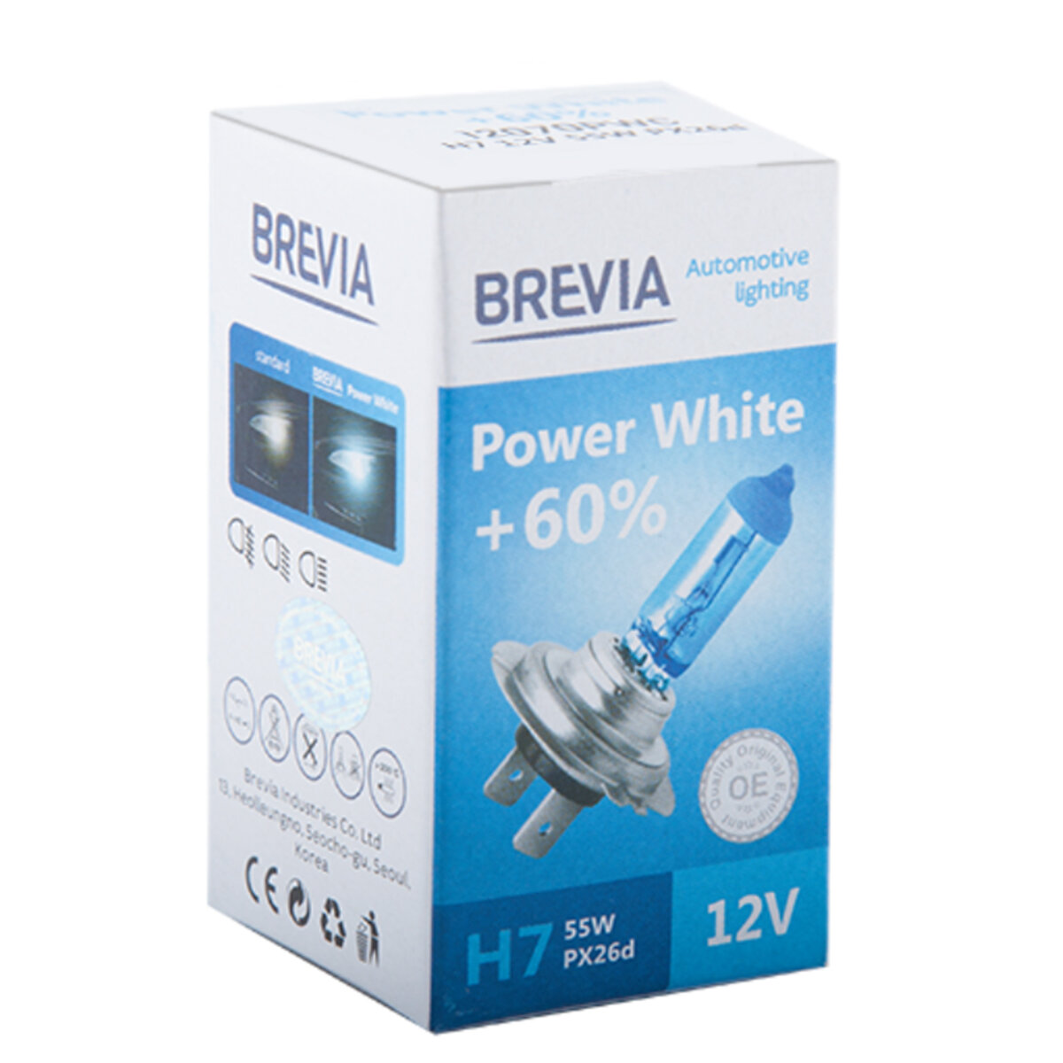 Галогенова лампа Brevia H7 12V 55W PX26d Power White +60% 4300K CP (12070PWC) дивитися фото №1
