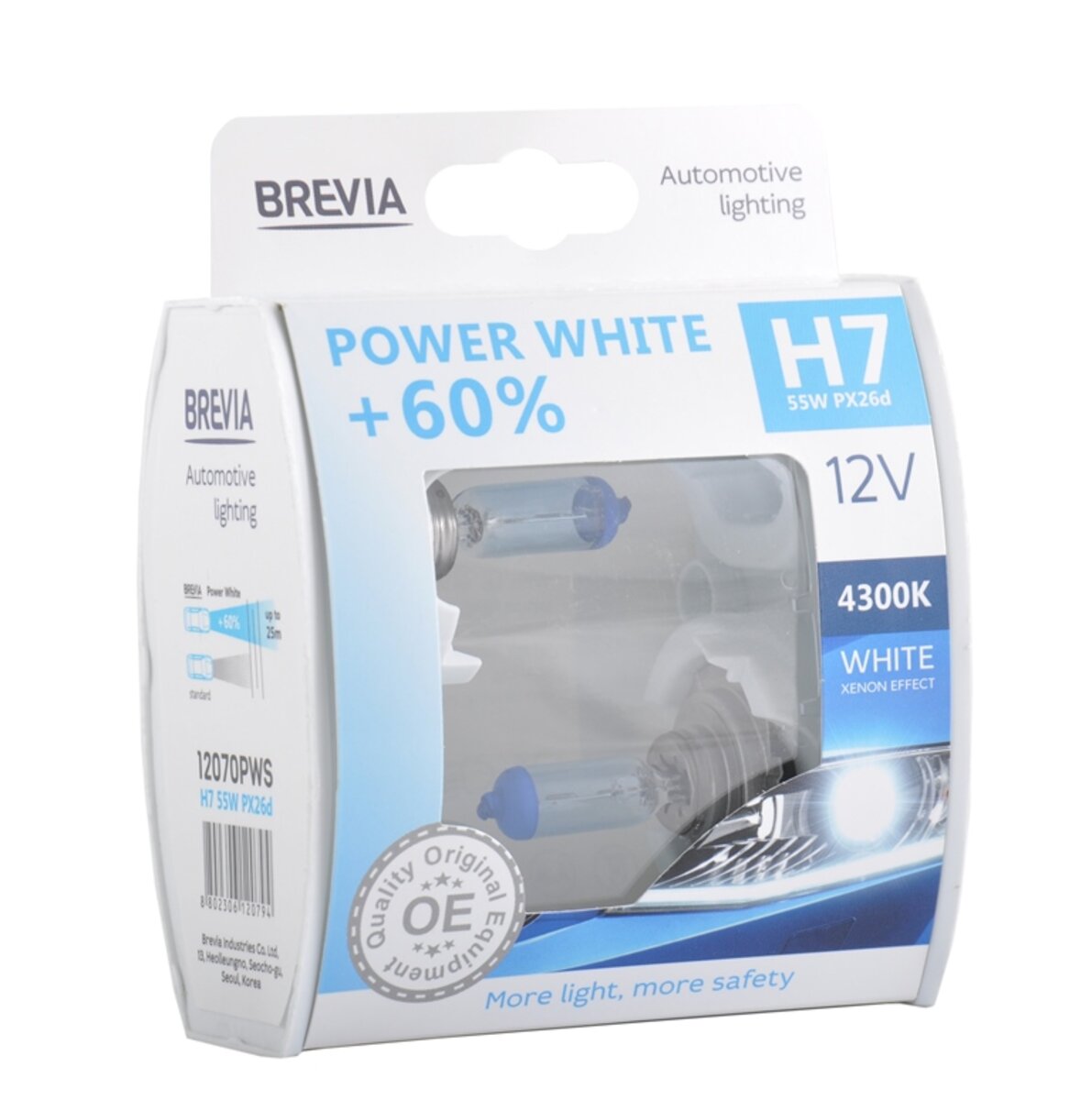 Галогенова лампа Brevia H7 12V 55W PX26d Power White +60% 4300K S2 (12070PWS) дивитися фото №1