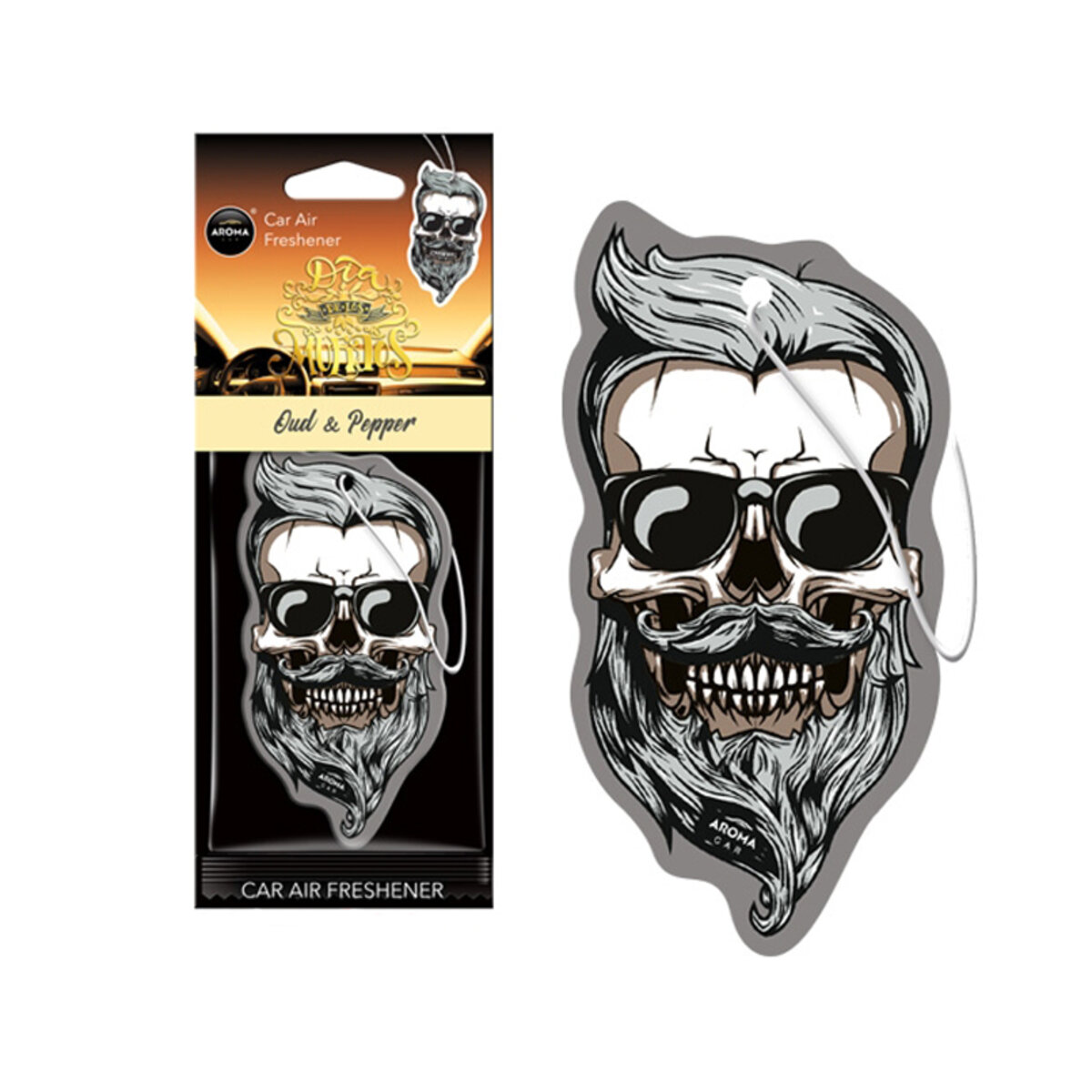 Автомобільний Ароматизатор Aroma Car Cellulose Dia De Los Muertos - Oud & Pepper Skull сухий (83120) | Аромат: Інший дивитися фото №1