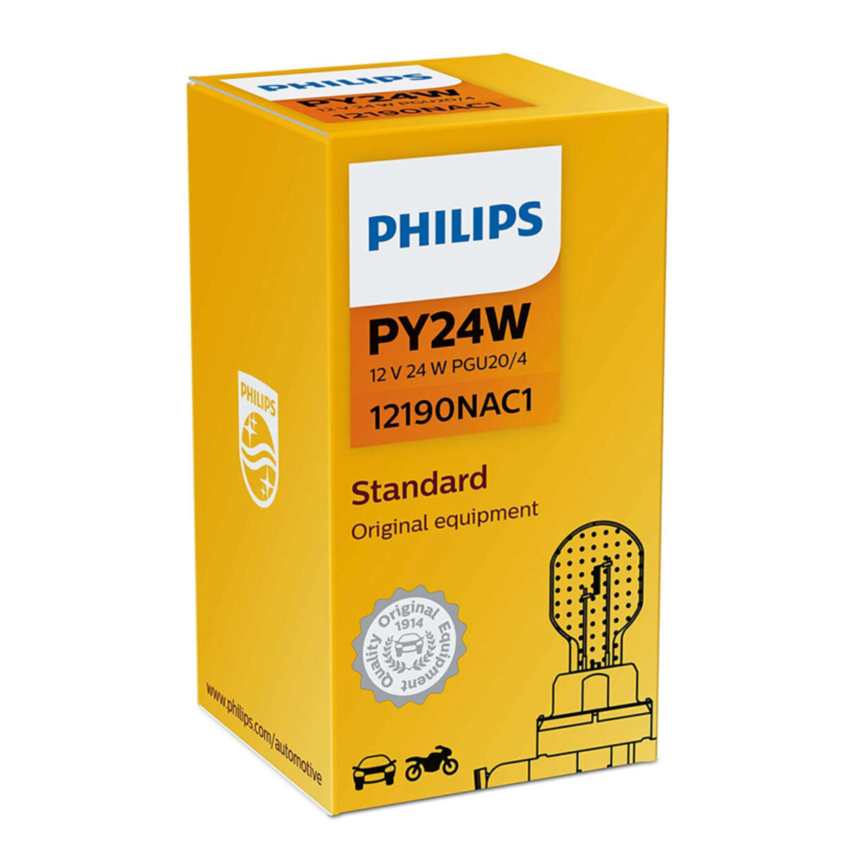 Лампа розжарювання Philips PY24W 12V 24W PGU20/4 (12190NAC1) дивитися фото №1