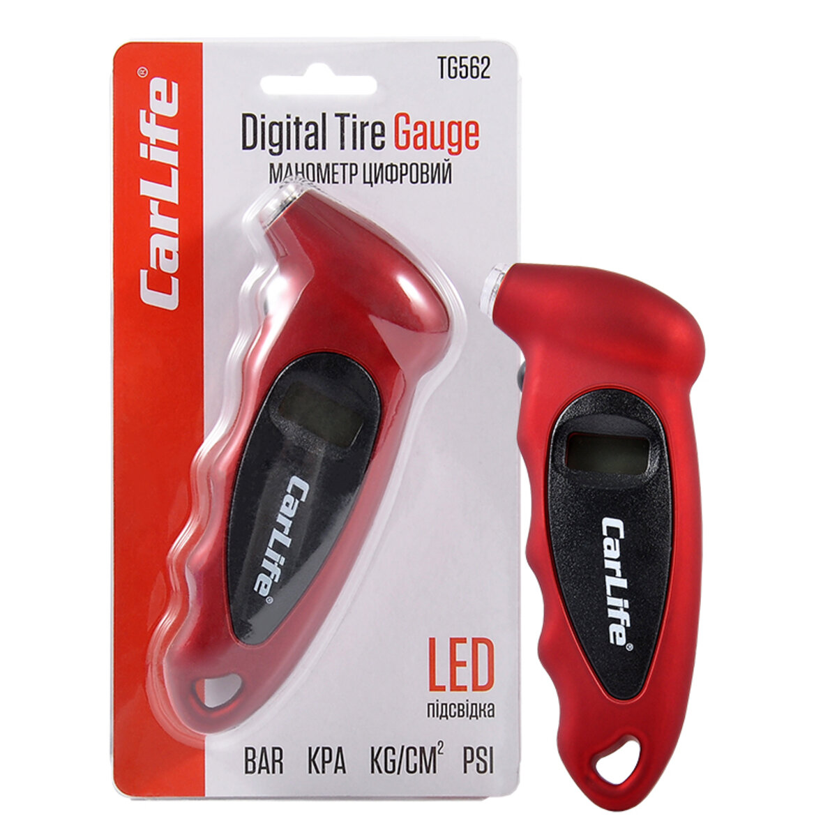 Манометр цифровий Carlife 7bar, LED підсвітка (TG562) дивитися фото №1
