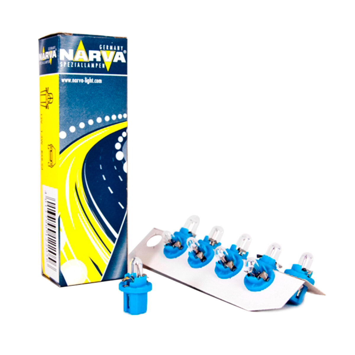 Лампа розжарювання Narva 12V 1,2W BX8,4D Blue, 10шт (17029) дивитися фото №1