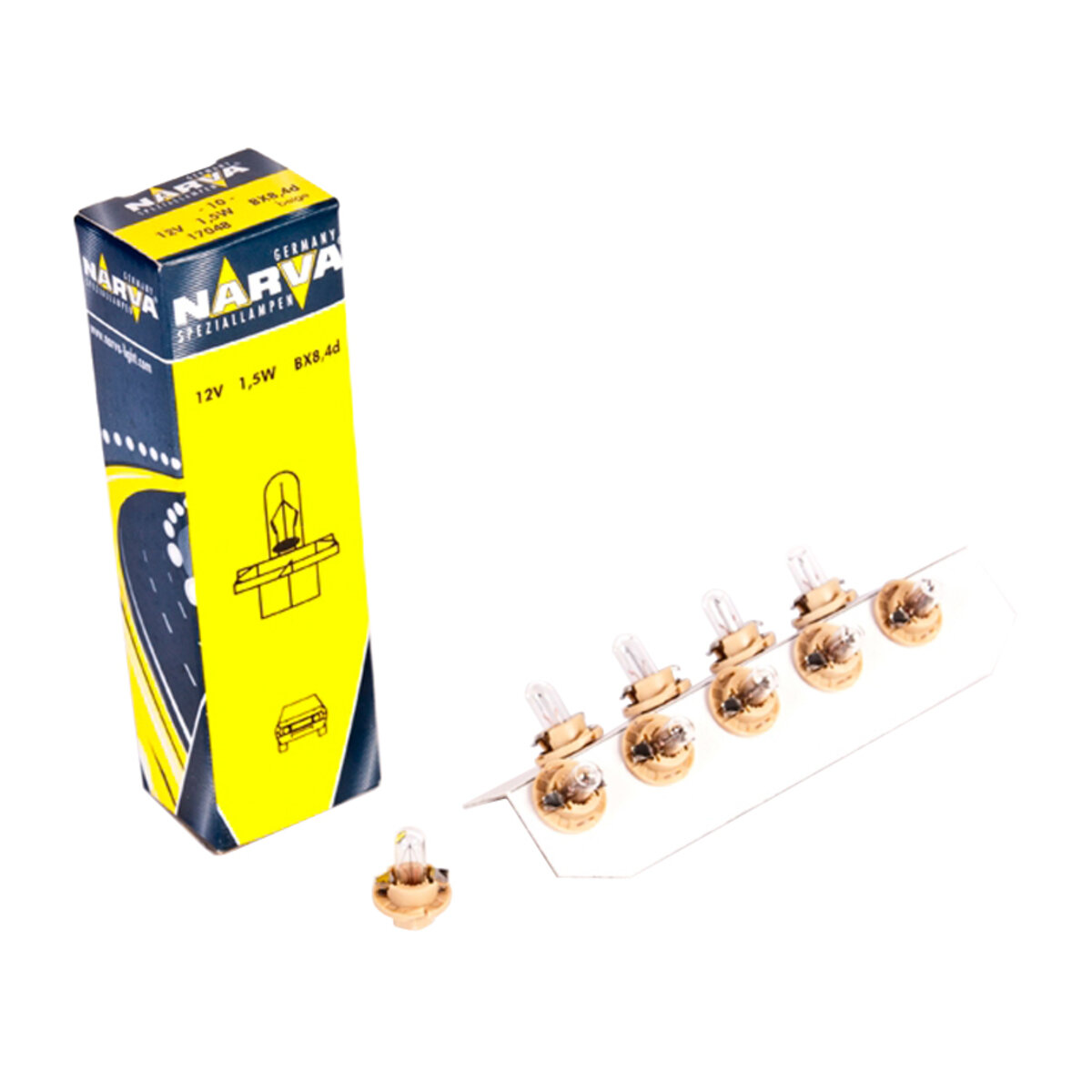 Лампа розжарювання Narva 12V 1,5W BX8,4D Beige, 10шт (17048) дивитися фото №1