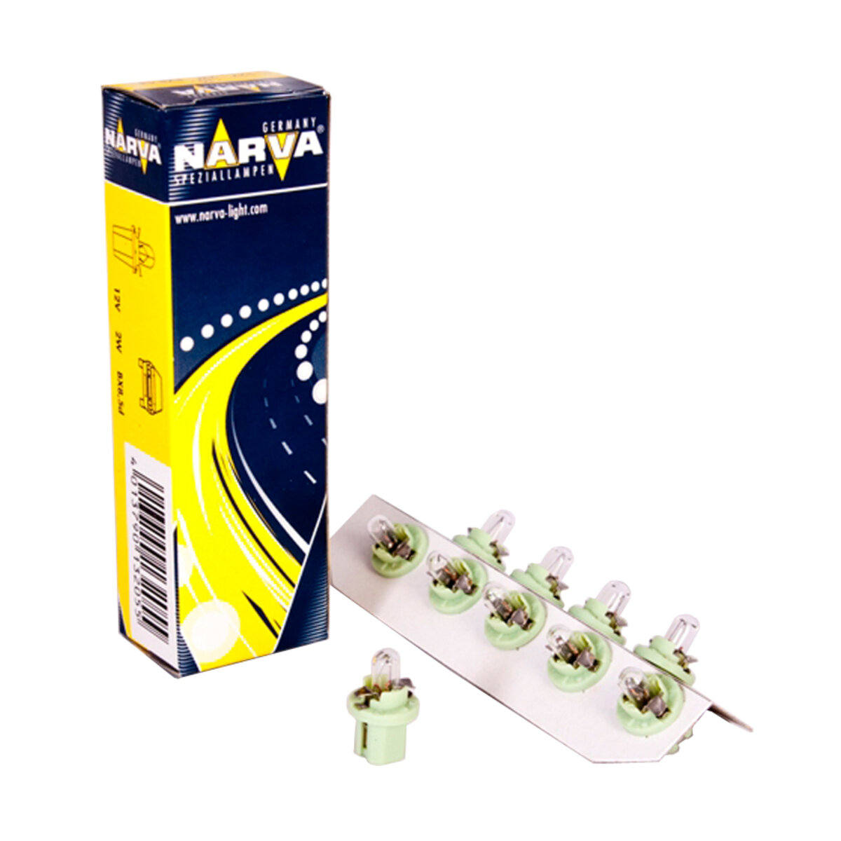 Лампа розжарювання Narva 12V 2W B8.3D (BAX10S) Blue, 10шт (17058) дивитися фото №1