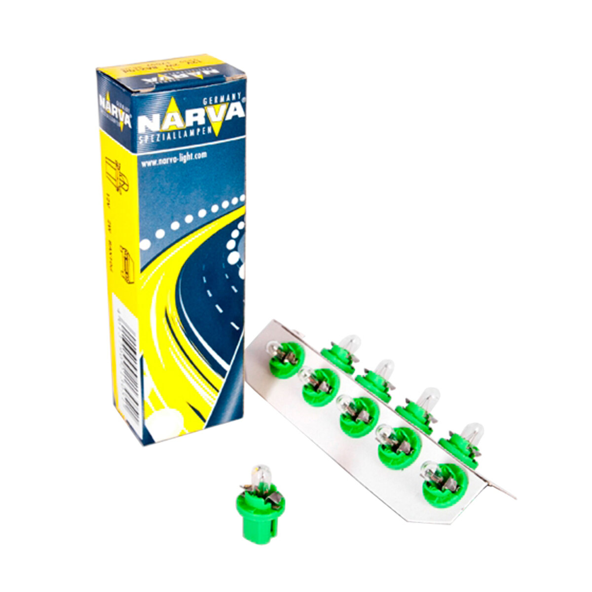 Лампа розжарювання Narva 12V 2W B8.5D Yellow-Green, 10шт (17057) дивитися фото №1