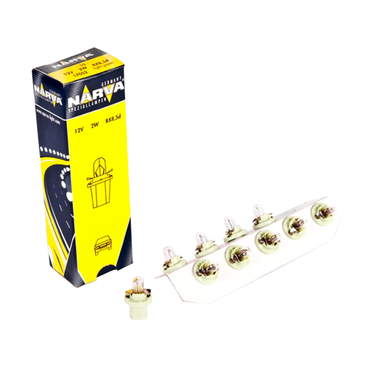Лампа розжарювання Narva 12V 2W BX8,5D Green, 10шт (17052) дивитися фото №1