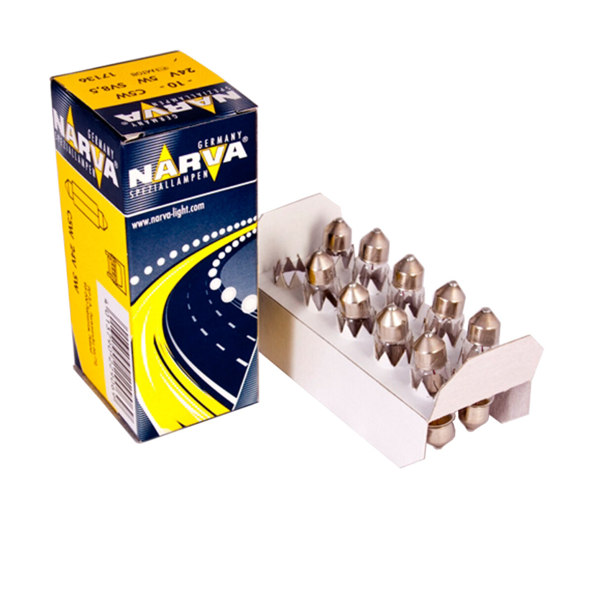 Лампа розжарювання Narva C5W 24V 5W SV8,5 11X35, 10шт (17136) дивитися фото №1
