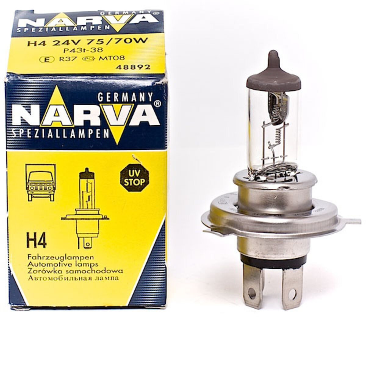 Галогенова лампа Narva H4 24V 75/70W P43t (48892) дивитися фото №1