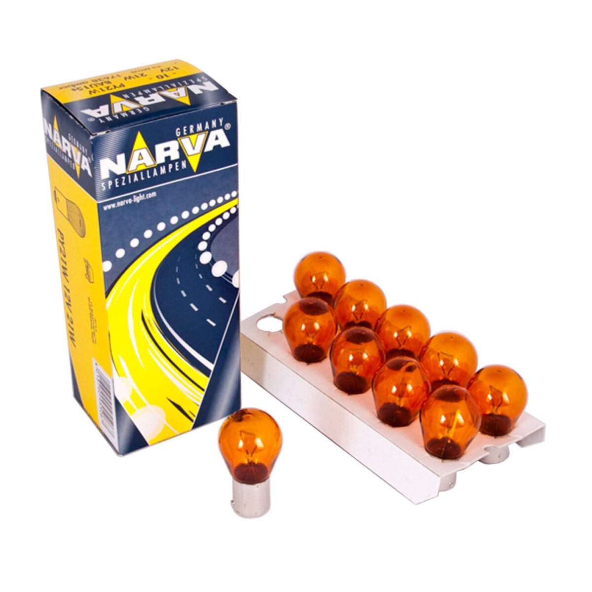Лампа розжарювання Narva PY21W 12V 21W BAU15s AMBER, 10шт (17638) дивитися фото №1