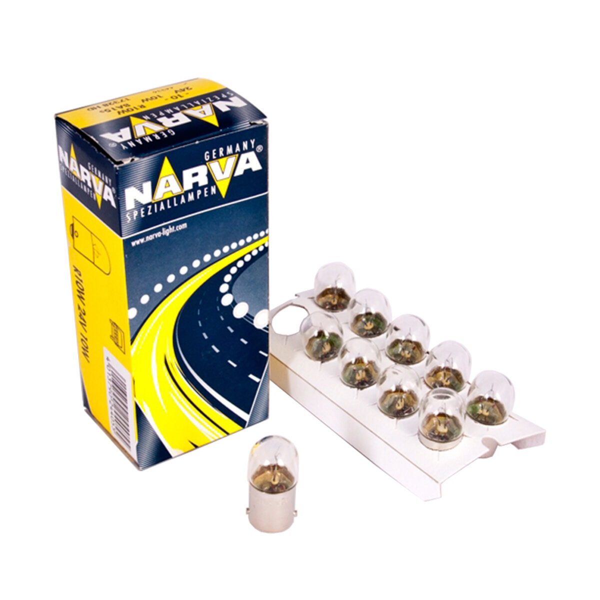 Лампа розжарювання Narva R10W 24V 10W BA15s HEAVY DUTY, 10шт (17328) дивитися фото №1