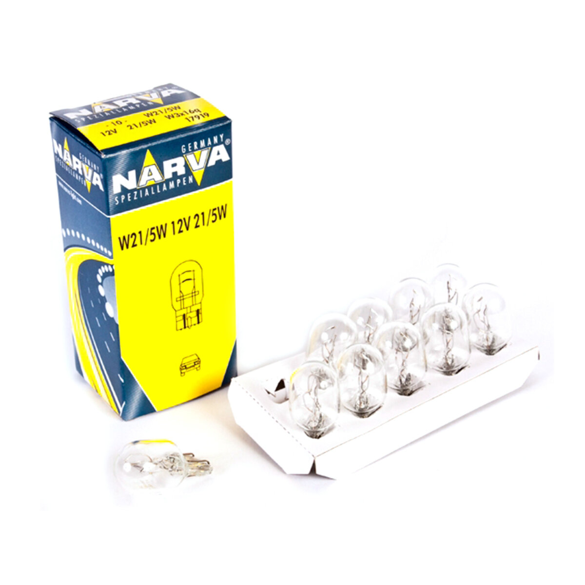 Лампа розжарювання Narva W21/5W 12V 21/5WW3X16q, 10шт (17919) дивитися фото №1