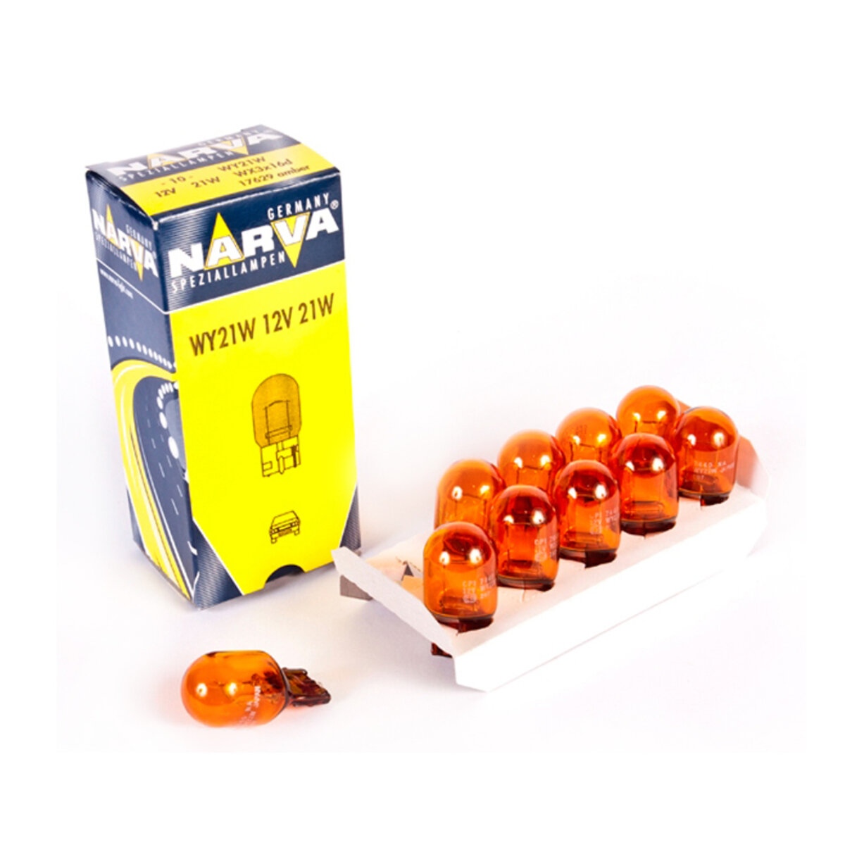 Лампа розжарювання Narva WY21W 12V 21W W3X16d AMBER, 10шт (17629) дивитися фото №1