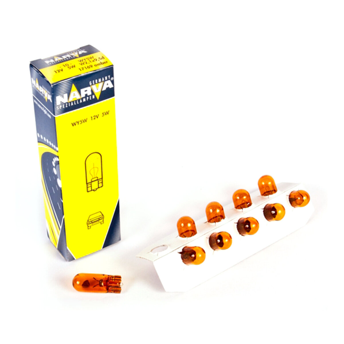 Лампа розжарювання Narva WY5W 12V 5W W2,1X9,5d AMBER, 10шт (17169) дивитися фото №1