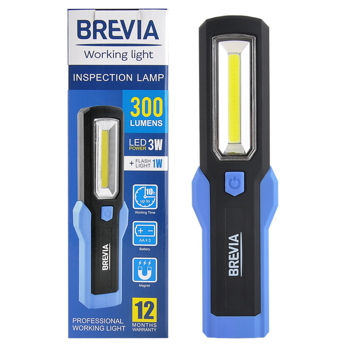 Ліхтар інспекційний Brevia LED Інспекційна ламп 3W COB+1W LED 300lm, IP20, IK05,3xAA 11440 (11440) дивитися фото №1