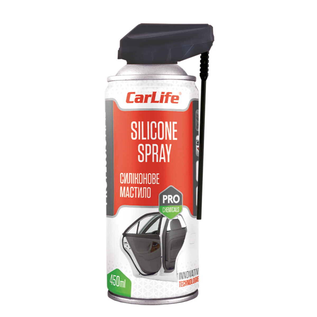 Змазка силіконова CarLife Silicone Spray Professional, 450мл (CF455) дивитися фото №1