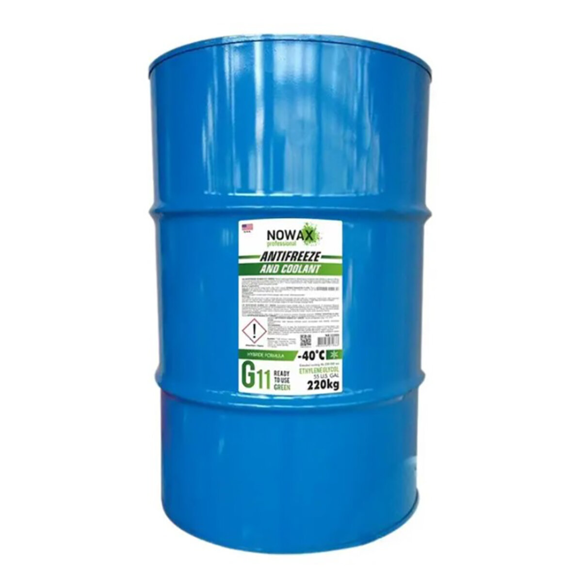 Антифриз NOWAX Концентрат G11 (зелений) 220кг (NX12210) дивитися фото №1