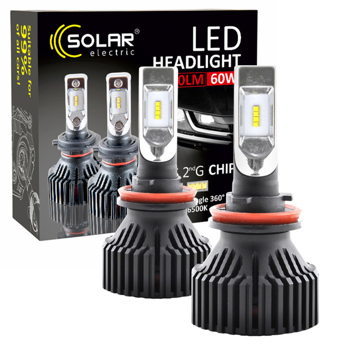 LED автолампа Solar H11 12/24V 6500K 8000Lm 60W ZES Chip (8311) дивитися фото №1