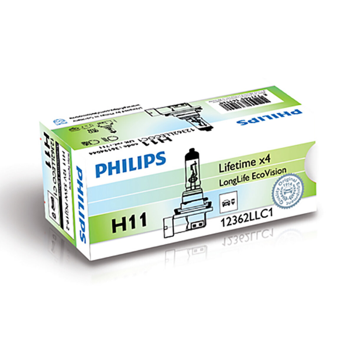 Галогенова лампа Philips H11 12V 55W PGJ19 LongerLife Ecovision 2шт (12362LLECOC1) дивитися фото №1
