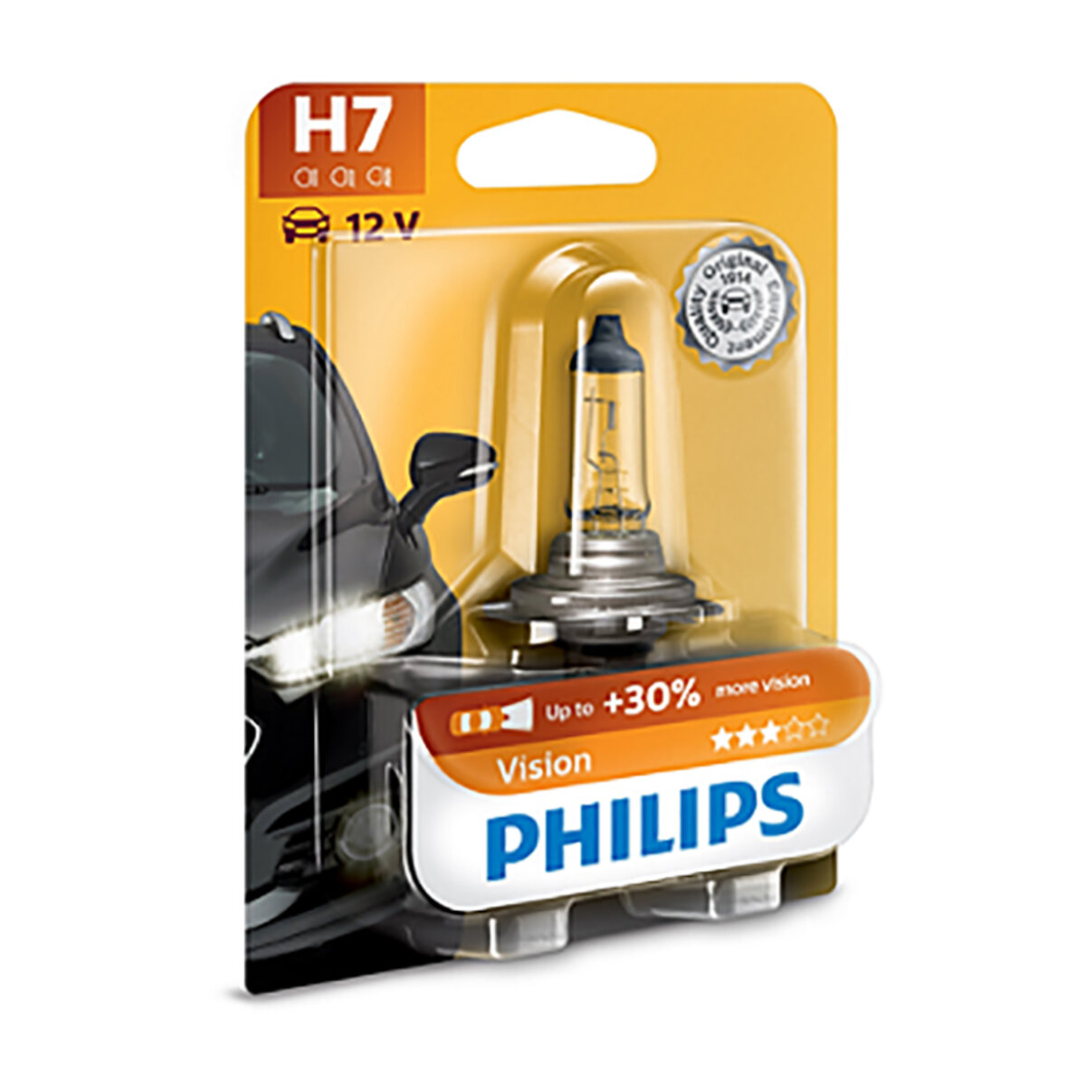Галогенова лампа Philips H7 12V 55W PX26d Vision (+30% more light), Blister 1шт (12972PRB1) дивитися фото №1