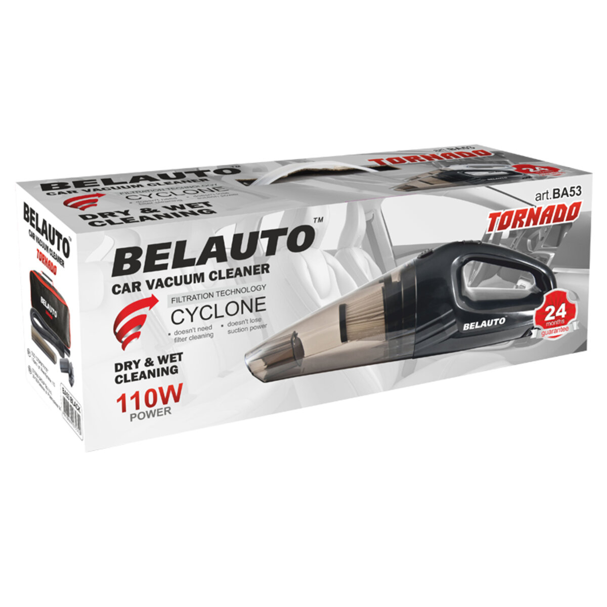 Пилосос автомобільний «Торнадо» BA-53B 110 Вт, 3.5 кПа (BA53B) дивитися фото №2