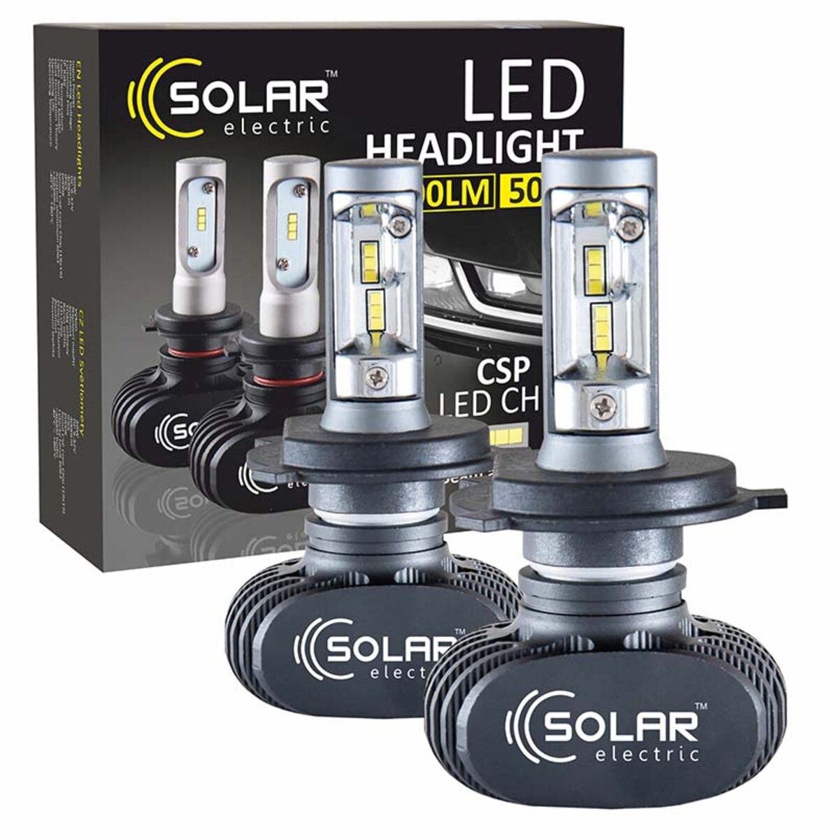 LED автолампа Solar H4 12/24V 6000K 4000Lm 50W Seoul CSP 19x19  (8104) дивитися фото №1