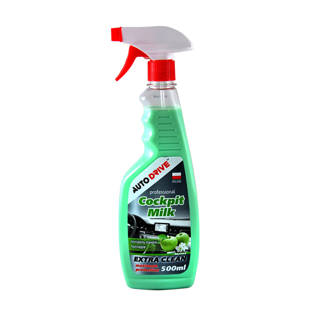 Поліроль-молочко для панелі приладів AutoDrive Cockpit Milk Яблуко, 500мл (AD0069) дивитися фото №1