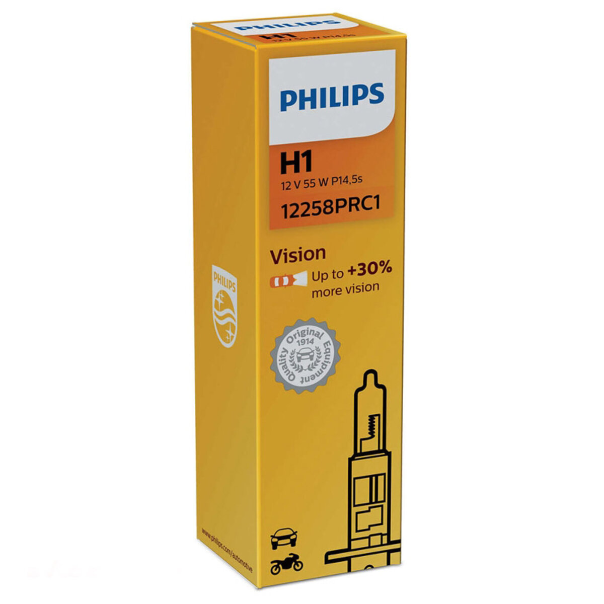 Галогенова лампа Philips H1 12V 55W P14,5s Premium (30% more light) (12258PRC1) дивитися фото №3