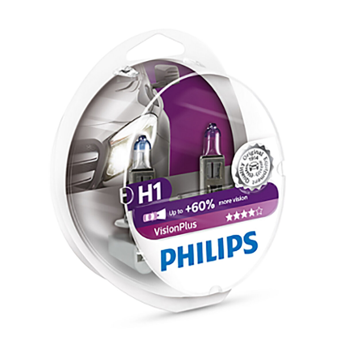 Галогенова лампа Philips H1 12V 55W P14,5s VisionPlus (+60% more light), Set 2шт (12258VPS2) дивитися фото №1