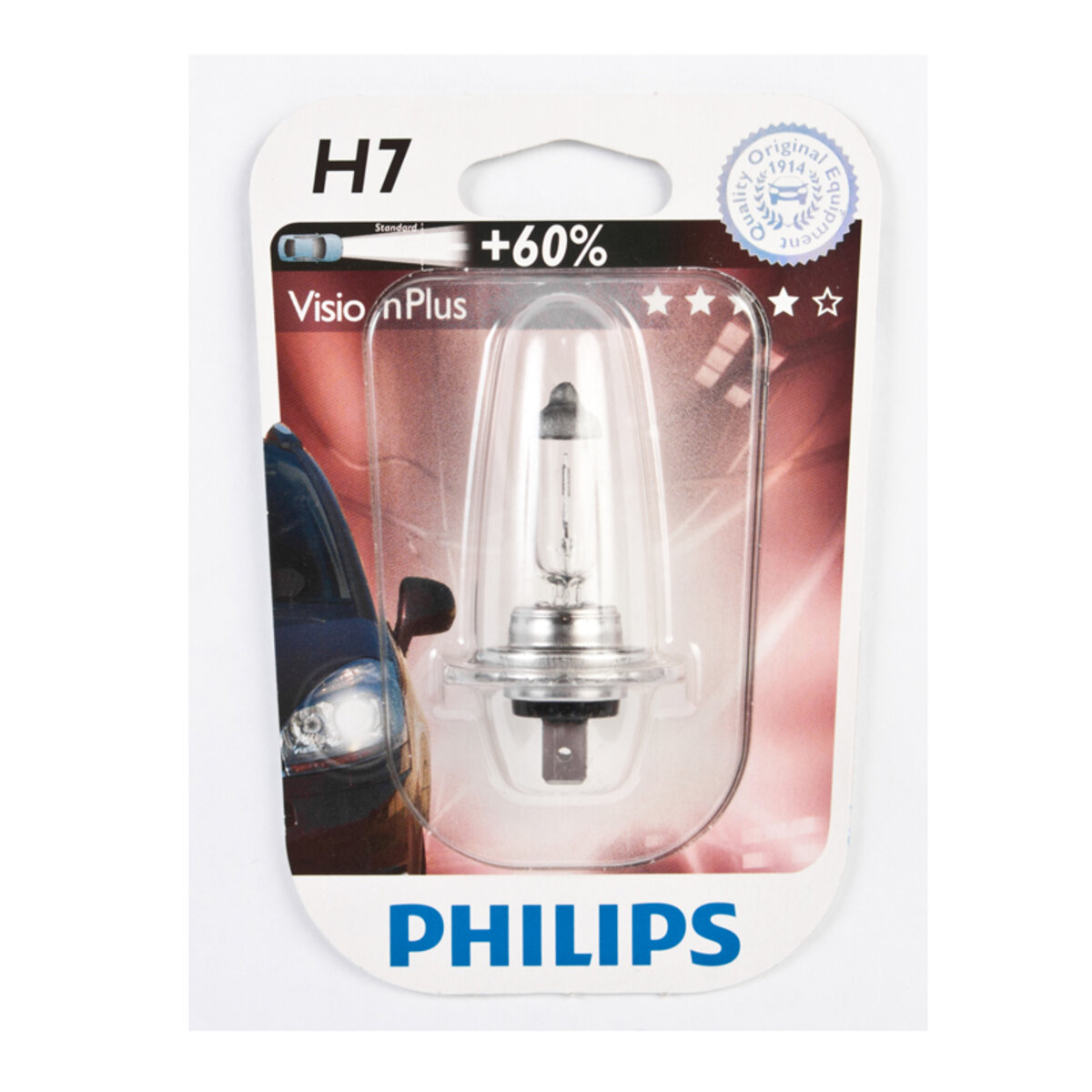 Галогенова лампа Philips H4 12V 60/55W P43t-38 Vision (+30% more light), Blister 1шт (12342PRB1) дивитися фото №1