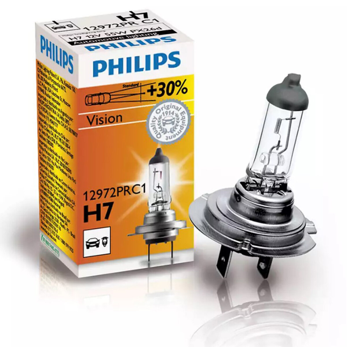 Галогенова лампа Philips H7 12V 55W PX26d Premium (30% more light) (12972PRC1) дивитися фото №1